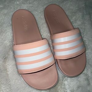 Pink adidas slides